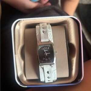 Fossil Black and White Leather Watch